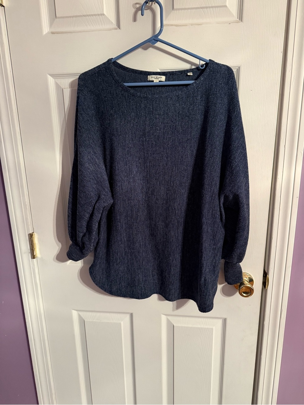 Max Studio Navy Blue Crewneck Knit Sweater